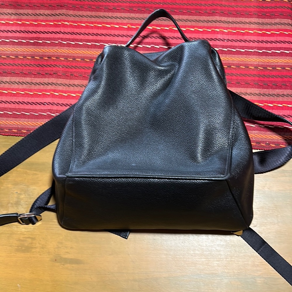 Italic black pebbled leather backpack- like new with dust bag
